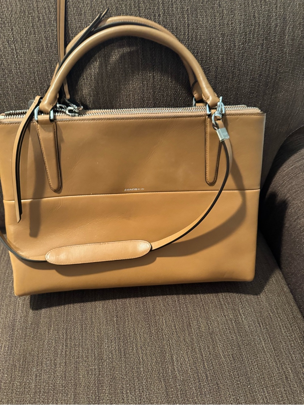 Coach Cognac Leather Satchel with Detachable Strap